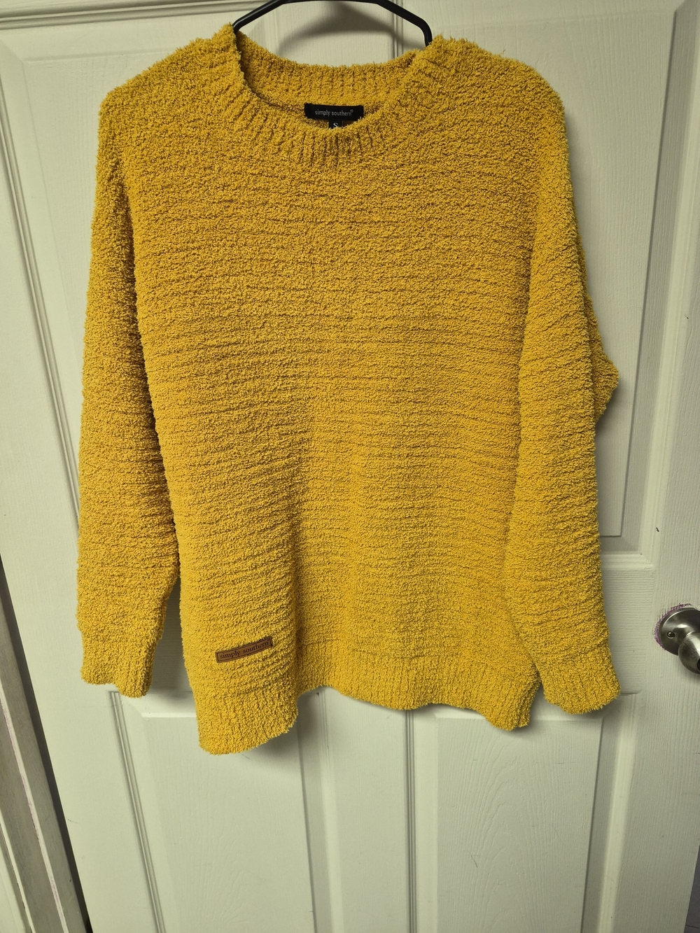 Simply Southern Plush Chenille Crewneck Sweater in Mustard